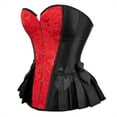 thumbnail image 2 of Grebrafan Corset Halloween Party Floral Pleated Trim Bustier Red 3XL, 2 of 5