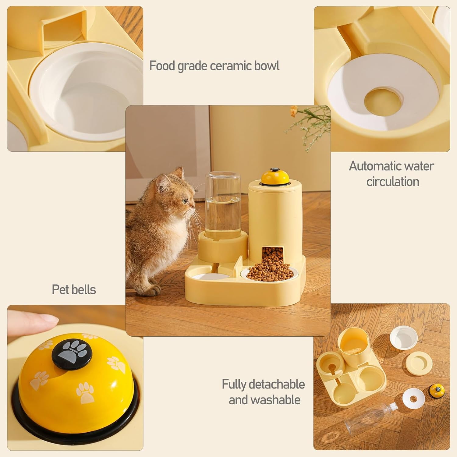 Cat Feeder Automatic, Pet Feeder and Water Dispenser Set, Automatic Pet Feeder for Cats for Small Medium Kitten Puppy Pets