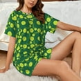 thumbnail image 4 of Fuzoiu Tennis Balls Print Women's Short-Sleeved Pajama Set,Lounge Sleepwear Set,Womens Pajama Sets 2 Piece,Button-Up Top and Shorts with Pockets-3X-Large, 4 of 7