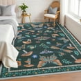 thumbnail image 2 of Hasoo Washable Bedroom Insect Floral Area Rug 8' x 10' Rug for Living Room Polyester Black Stain-Resistant Indoor Carpet, 2 of 5