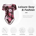 thumbnail image 6 of Balery Rose Flowers Women's Short Sleevee Crew Neck Bodysuit Tops Short Sleeve Tops Basic-Large, 6 of 9