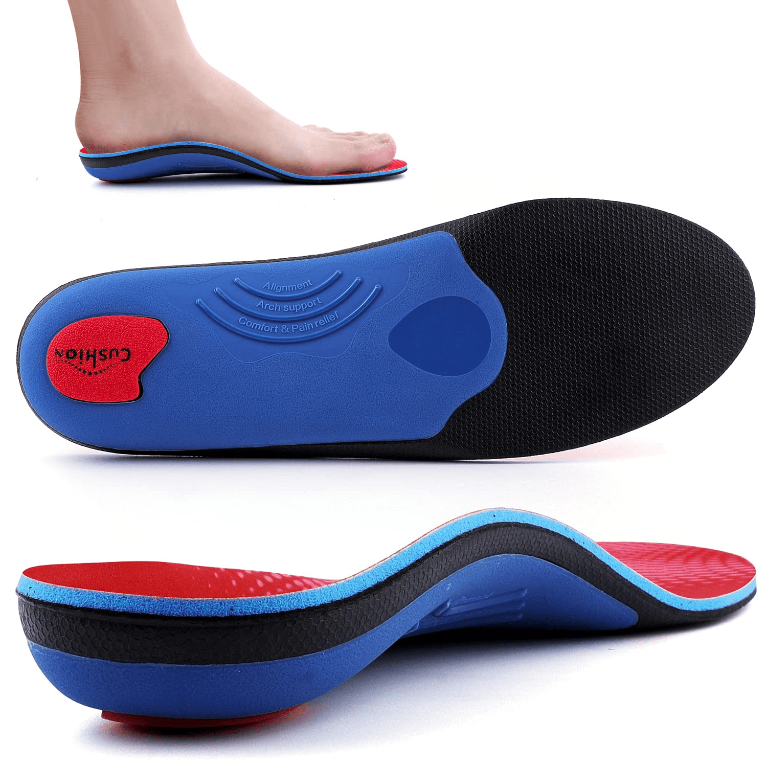 Full Length Metatarsal Mid Arch Support with Shock Absorption Orthotics Insoles,Insert for Flat Feet,Plantar Fasciitis and Heel Pain for Men and Women,Suitable for Athletic and Work Shoes 