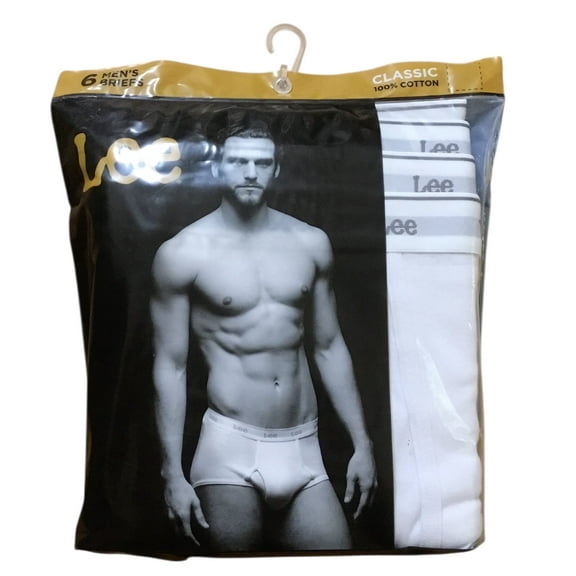 6-Pack Lee Mens Classic Brief 100% Cotton White Size 38