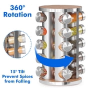 Tooloton Rotating Spice Rack Organizer with 20 Refillable Jars and Labels