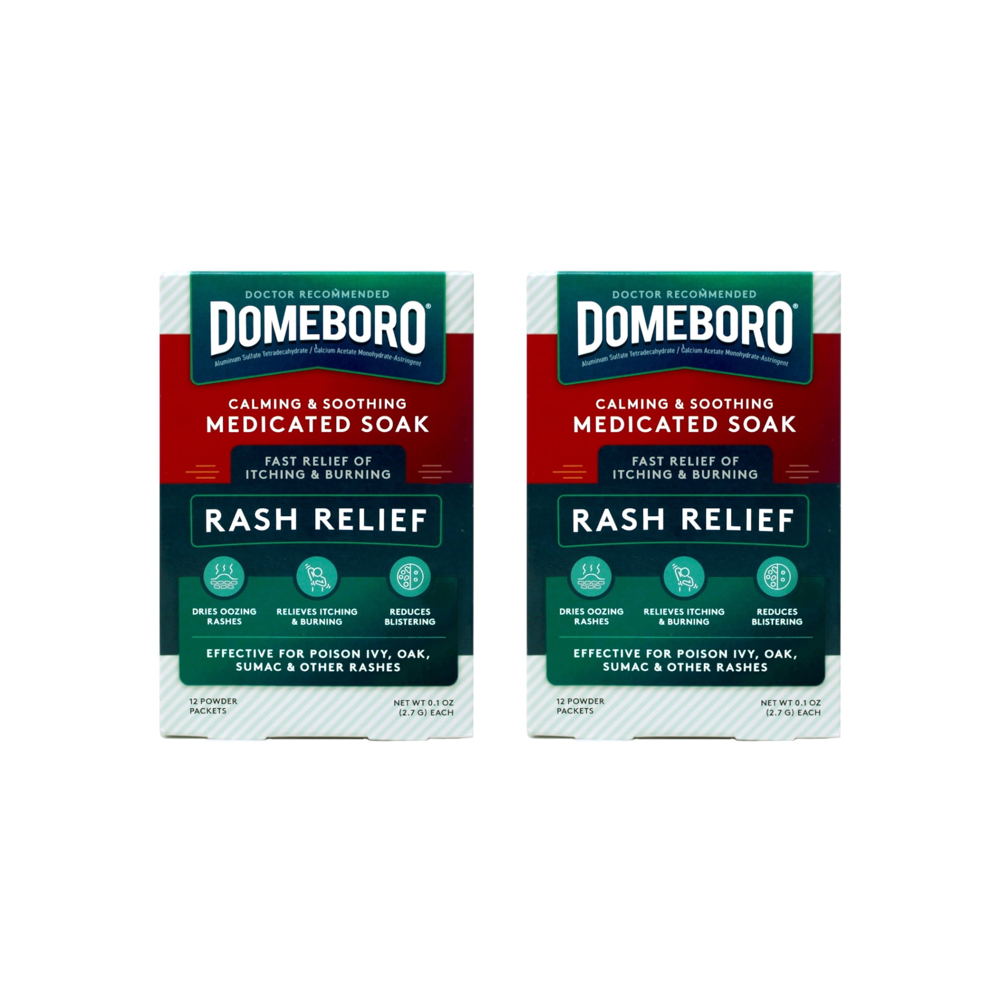 Domeboro Medicated Soak Rash Relief (Burow?s Solution), 12 Powder Packets (Pack of 2)