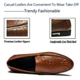 thumbnail image 2 of Men's Crocodile-Patterned Casual Oxford Shoes Business Formal Classic Loafers for Wedding Driving Genuine Leather Shoes Brown 9 US, 2 of 7