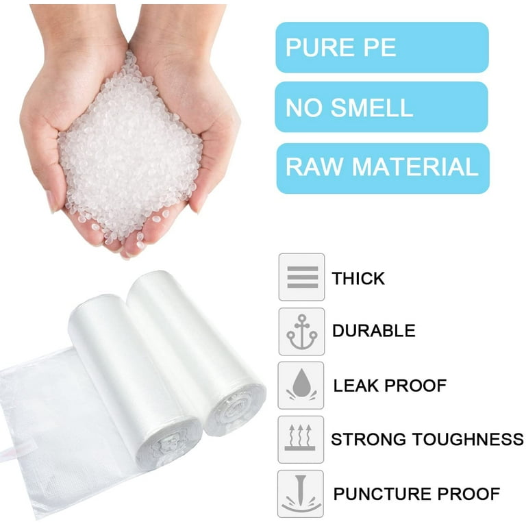 2 Gallon Small Plastic Trash Bags, 7.5 Liters Clear Wastebasket Liners  Garbage Bags for Home, Office, Bathroom, 100 Counts 