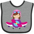 thumbnail image 3 of Inktastic Pilot Girl, Airplane, Plane, Flying, Brown Hair Girls Baby Bib, 3 of 4