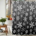 thumbnail image 4 of Black White Snowflake Christmas Shower Curtain, Winter Xmas Snowflakes Waterproof Fabric Shower Curtains with 12 Hooks, Bathroom Curtain Set for Bathroom Accessories Decor, 36 x 72 Inches, 4 of 9