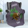 thumbnail image 4 of Sloth Soft Flannel Fleece Throw Blanket, Cartoon Character Sleeping on Branch Jungle Animal in Night Sky Kids Theme, Cozy Plush for Indoor and Outdoor Use, 60" x 80", Plum Brown Green, by Ambesonne, 4 of 5