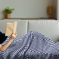 thumbnail image 3 of Navy Blue Soft Flannel Fleece Blanket, Cool Pattern with Geometrical Triangle Shapes in Striped Designed Image, Cozy Plush for Indoor and Outdoor Use, 50" x 70", Dark Blue and White, by Ambesonne, 3 of 5