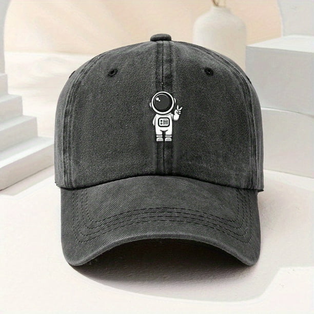 Gorra De Béisbol Lavada Para Hombre Gorra Con Visera De Dibujos Animados Con Estampado De Astronauta