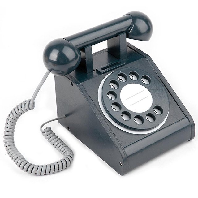 Teléfono fijo retro de madera de imitación con diseño giratorio, teléfono antiguo, juguete
