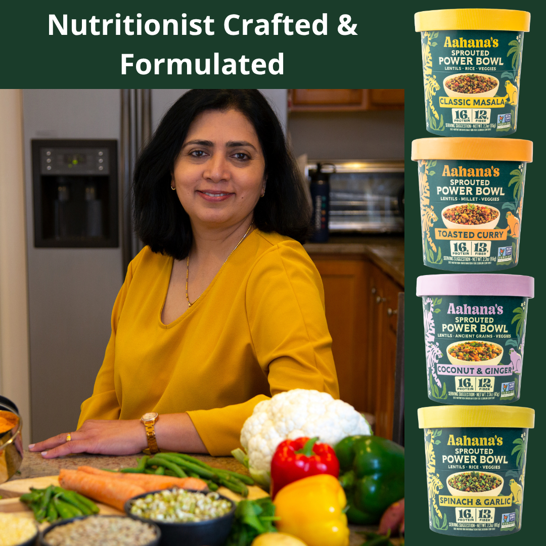 Aahana's Sprouted Power Bowls | Lentil Bowl, Vegan Gluten-Free Meals Ready-To-Eat| High Protein, High Fiber, 18g Protein| Indian Vegetarian Meal | No Refrigeration Required| Just Add Water (8 Pack)