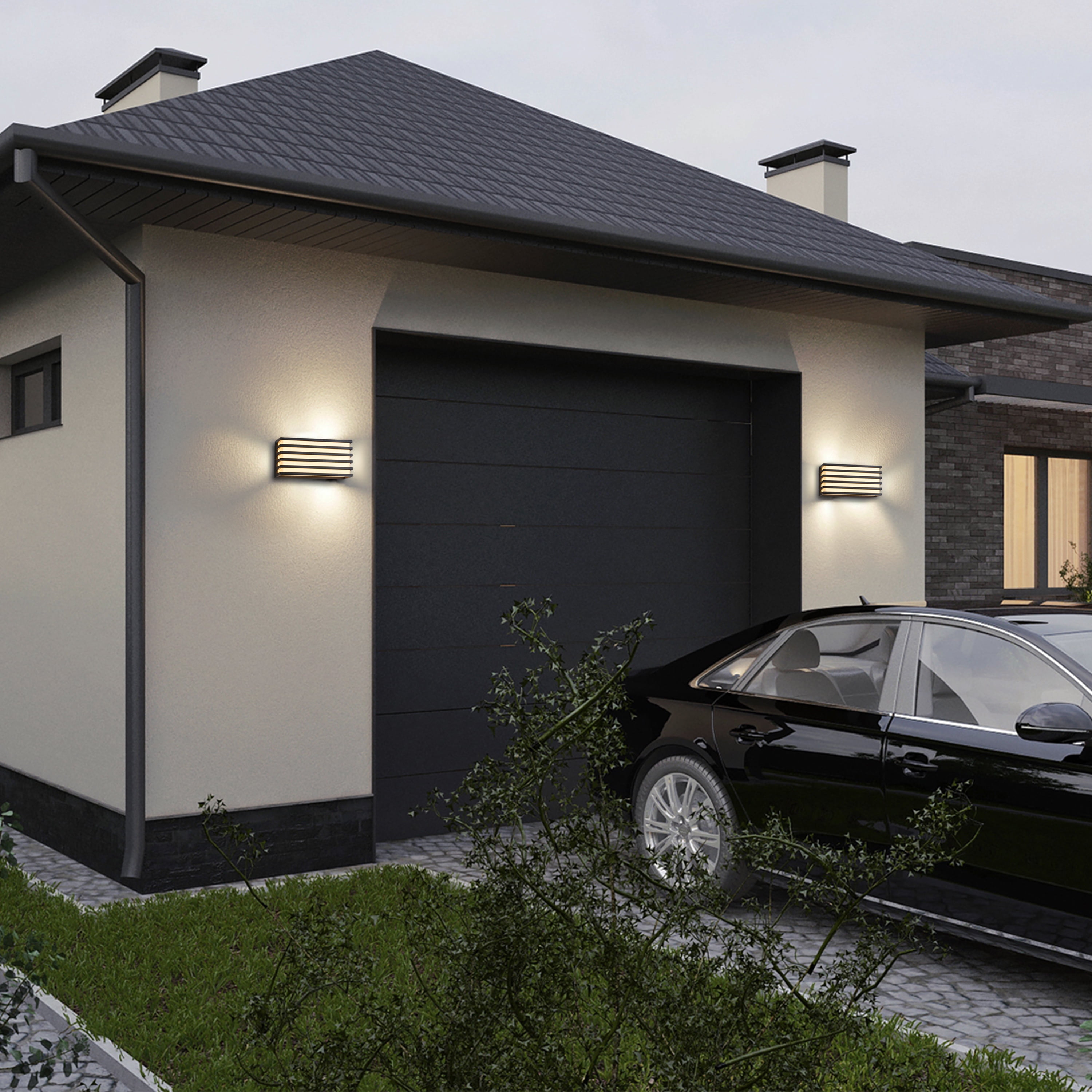 2-Pack Modern Black Aluminum LED Outdoor Indoor Wall Lights