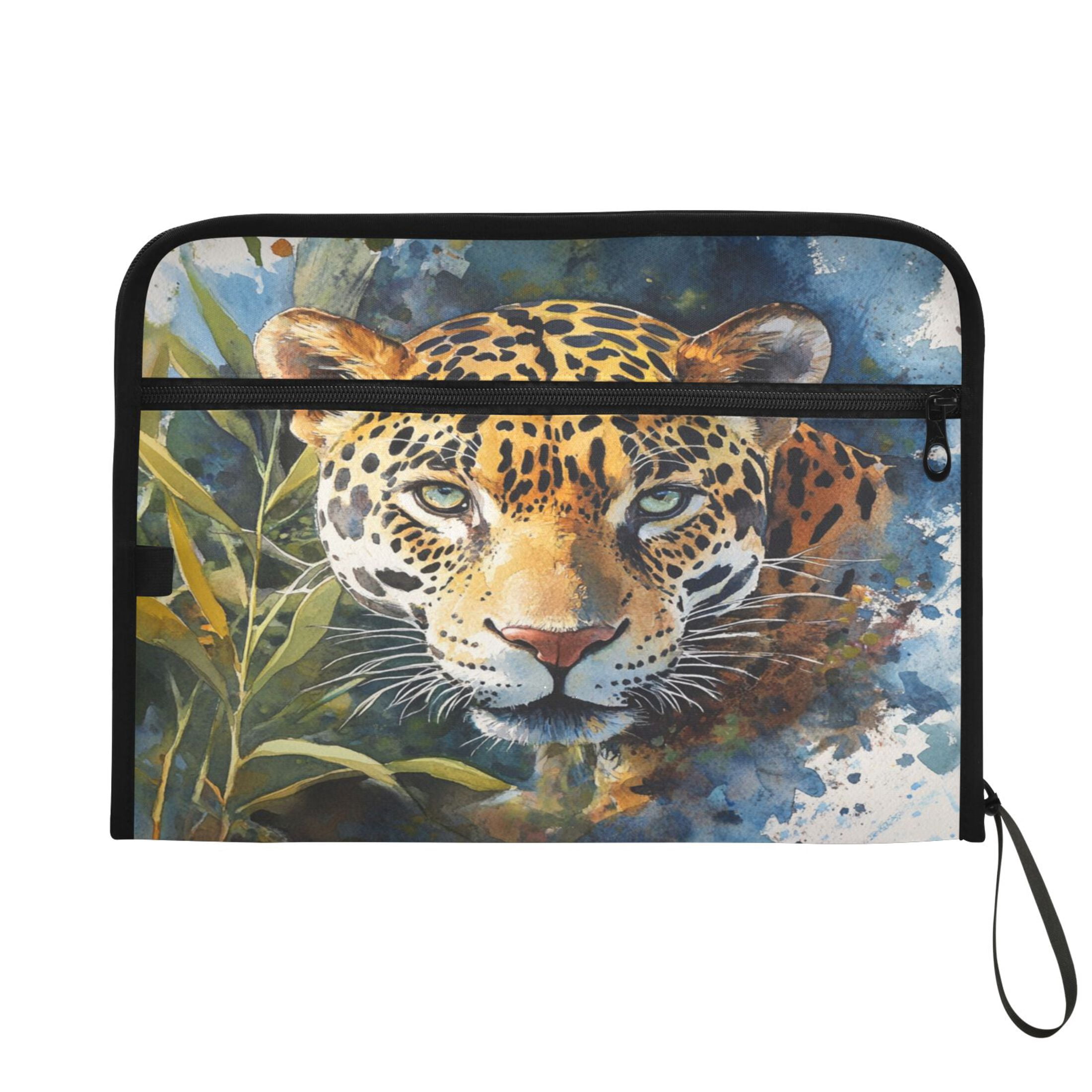 Organ Folder 14.2 x 0.8 x 10.6 Inches 13 Separate Pockets A4 Size Documents Folder A Sort Storage File Manager For The Home Office Watercolor Beautiful Jaguar