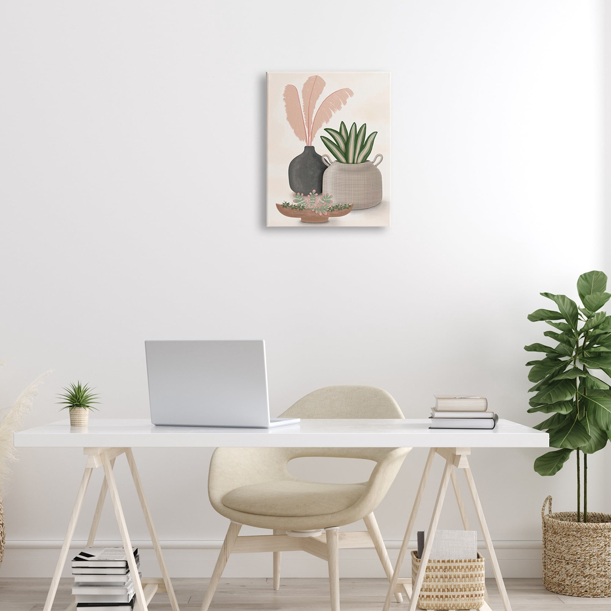 Stupell Industries Pastel Botanical Succulents Illustration Plants Jars Vases , 16 x 20, Design by Darlene Seale