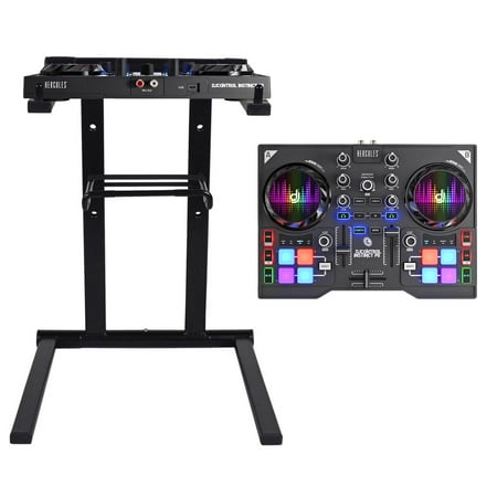 Hercules Instinct P8 2-Deck USB DJ Controller+Pads w/Lights+Sound Card+Stand