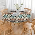 thumbnail image 3 of Stretchable Floral Print Bohemian Tablecloth - Elastic Hem Round Table Cover for Indoor Outdoor - Fits 52 to 56 Inch, 3 of 7