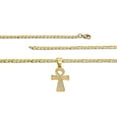 thumbnail image 6 of BEBERLINI Ankh Cubic Zirconia Pendant Cuban Link Chain Necklace 14K Gold Plated Stainless Steel Male Fashion Jewelry Set 3.7 mm 25", 6 of 7