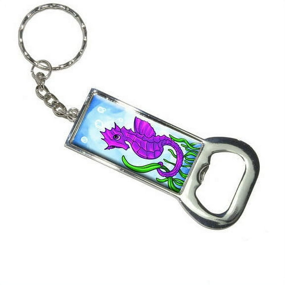Seahorse Sea Horse Pink Purple Ocean Water Cute Keychain Bottle Bottlecap Opener