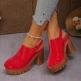 thumbnail image 5 of Dakaela Women's Chunky Heels Sandals Closed Round Toe Slingback Clogs Platform Slip on Dress Mules Pumps for Wedding Bride Party Red Size 6.5, 5 of 9