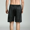 thumbnail image 2 of Defitshape Men's Satin Boxer Shorts Silk Sleep Luxury Elastic Waist Summer Soft Comfy Print Silky Loose Above Knee Solid Underwear Pj Pajama Bottoms Black Small, 2 of 5