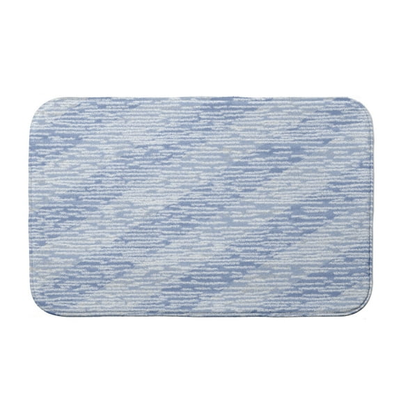 Simply Daisy 24" x 17" Plush Microfiber Blue Marled Knit Stripe Bath Mat