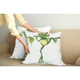 thumbnail image 3 of Ambesonne Animal Throw Pillow Cover 2 Pack, Frog on Branch Jungle, 20", Green White Yellow, 3 of 6