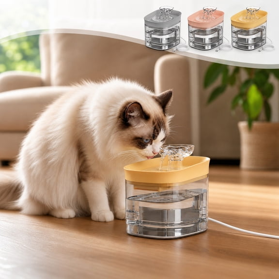 Kitty Automatic Pet Water Dispenser Quiet Circulating Water Pump Large Capacity Filtered Water Fountain for Cats and Dogs Indoor Pink Gray Yellow