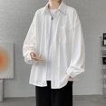 thumbnail image 2 of cui Clearance,Men's Textured Design Long Sleeve Button down Shirts Oversized Loose Fit Solid Tops Casual Fashion V-Neck T-Shirts with Pocket White XXXXL, 2 of 7