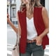thumbnail image 5 of Chaleco Blazer Sin Mangas para Mujer, Informal, con Abertura Frontal, un Botón, Chaqueta de Verano con Bolsillos. Vino Tinto XL, 5 of 6