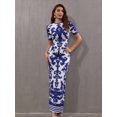 thumbnail image 3 of Women Celebrity Sexy Long Sleeve Jacquard Blue Maxi Long Bodycon Bandage Dress 2024 Knitted Elegant Evening Club Party Outfit, 3 of 7