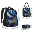 thumbnail image 2 of Disketp Navy Blue Marble Mochila Estampada de Gran Capacidad con Lonchera y Estuche, Set de 3 Piezas para Estudiantes, 2 of 7
