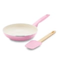 thumbnail image 1 of GreenPan Rio Juego de sartén antiadherente de cerámica saludable de 8 pulgadas y espátula de silicona, mango de agarre suave, juego de comida para desayuno, sin PFAS, apto para lavavajillas, apto para, 1 of 5