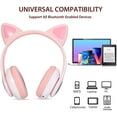 thumbnail image 2 of TCJJ Kids Wireless Headphones Cat Ear LED Light up Bluetooth Foldable Headphones over Ear w/Microphone for Online Distant Learning (Pink), 2 of 6