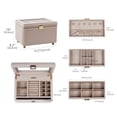 thumbnail image 4 of BIQI MUSSE Huge Modern Jewelry Box with Glass Window, 4-Layer Jewelry Organizer with 3 Drawers, Top Drawer for Necklaces, Soft Velvet Jewelry Storage Case Holder for Women Girls Earring Ring Watch, 4 of 7