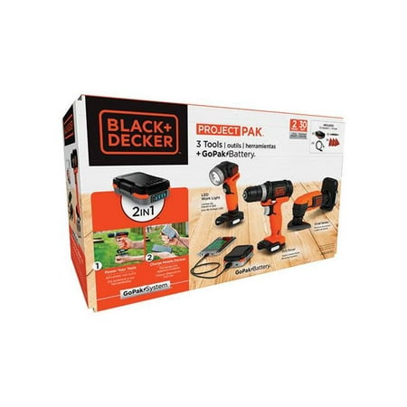 Black & Decker 2815371 GoPak Cordless 3 tool Drill, LED Light & Sander Kit, 12 (Best Cordless Sander Uk)