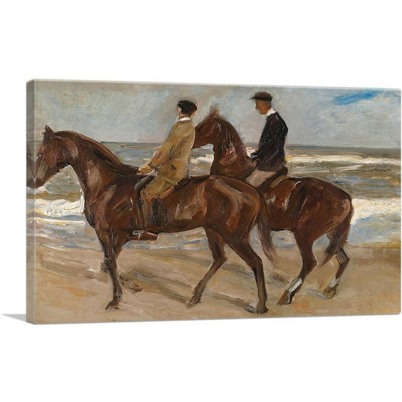ARTCANVAS Two Riders On a Beach 1847 Canvas Art Print by Max Liebermann - Size: 40" x 26" (1.50" Deep)