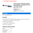 thumbnail image 2 of Front Left Lower Control Arm and Ball Joint Assembly - Compatible with 1993 - 2004 Dodge Intrepid 1994 1995 1996 1997 1998 1999 2000 2001 2002 2003, 2 of 2