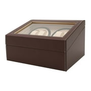 4+6 Leather Auto Self-winding Watch Winder Storage Display Case Box Dual Motor