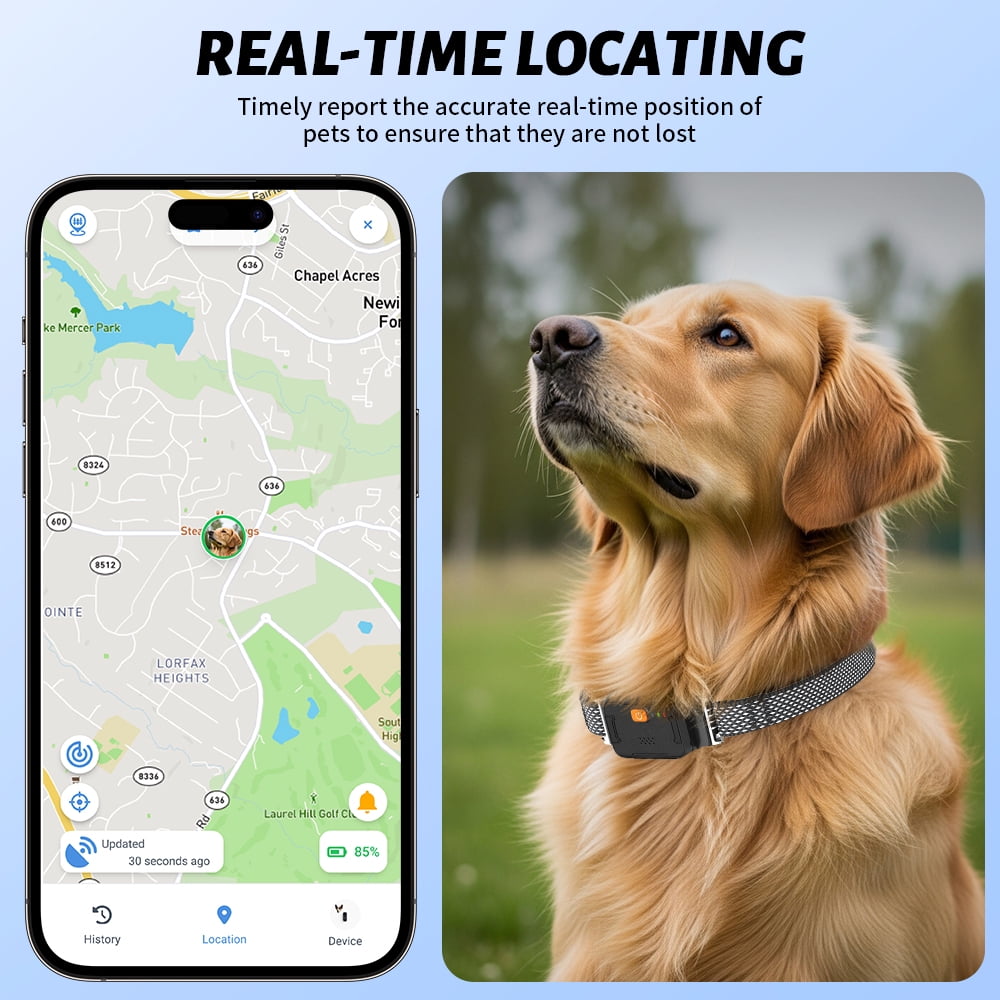 PcEoTllar Wireless Dog Fence System & GPS Dog Collar, Free App/Remote Controlled Custom Boundary, 3 Tracking Modes, Beep/Vibration, Waterproof