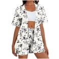 thumbnail image 1 of Daiosportswear Ensemble pour Femmes, Ensemble T-Shirt à Imprimé et Short, Ensemble 2 Pcs pour Femmes Blanc-R L(L), 1 of 6