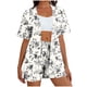 thumbnail image 1 of Mujeres largo cardigan con bolsillos no posicionamiento impreso de manga corta y pantalones de conjunto, sudadera y pantalones de conjunto para las mujeres salón, 1 of 6