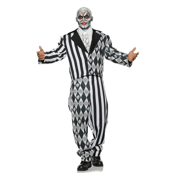 UNDERWRAPS Printed Clown Halloween Suit - The Jester Harlequin Joker Suit Jacket and Pants Set, Black and White Diamonds Scary Clown Halloween Costume