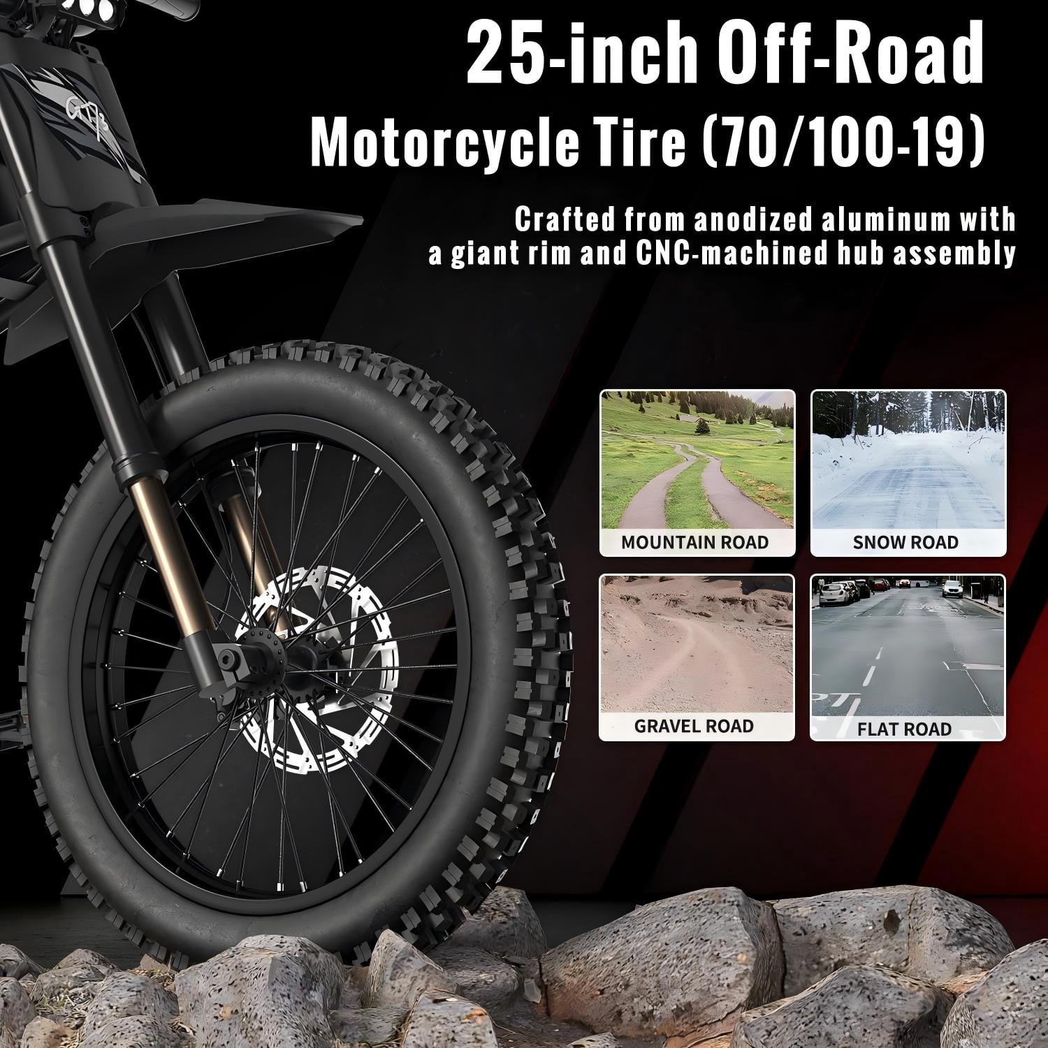 Ridingtimes GT73 Electric Dirt Bike for Adults 2400W 48V Electric Motorcycle 1747Wh Dual Battery 37 MPH 85 mile Range Dual Hydraulic Brakes 6 Layers Full Suspension