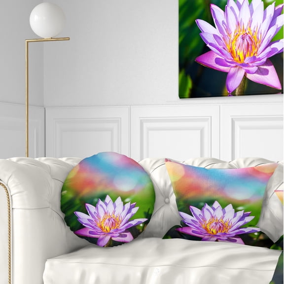 Designart 12" x 20" Purple Polyester Throw Pillow