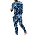 thumbnail image 2 of Aueoeo 2 Piece Tracksuit Outfits For Mens Casual Camouflage Graphic Print Crewneck Pullover and Sweatpants Sport Set, 2 of 7