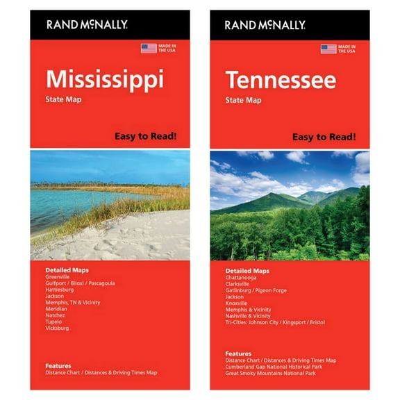 Rand McNally State Maps: Mississippi and Tennessee (2 Maps)