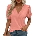 thumbnail image 2 of Womens V Neck T Shirts Lightweight Short Sleeve Tops Casual Basic Tees Trendy Summer Shirts, 2 of 7